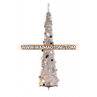 Pop up Christmas tinsel decorated tree